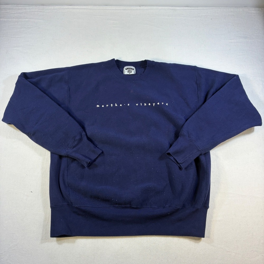 Vintage Lee Martha's Vineyard Sweatshirt XL Navy Blue Crewneck‎ 90s Made in USA